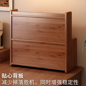 Estante de Almacenamiento de Madera de Múltiples Niveles con Cajón Antipolvo para Especias de Cocina y Organización de Escritorio, Tipo de 3 Pisos - Product Image 4