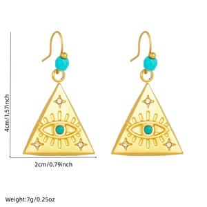 שרשראות תליון משולשות ובעלות צורת עין משובצות יהלומים בסגנון רטרו, תכשיטים שאינם דוהים לנשים, לחיי היומיום TGXL9894 - Product Image 5