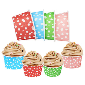 Polka Dot Cupcake Liners Paper Baking Cups Red Blue Green Pink Disposable Muffin Wrappers 100 Pcs - Product Image 1