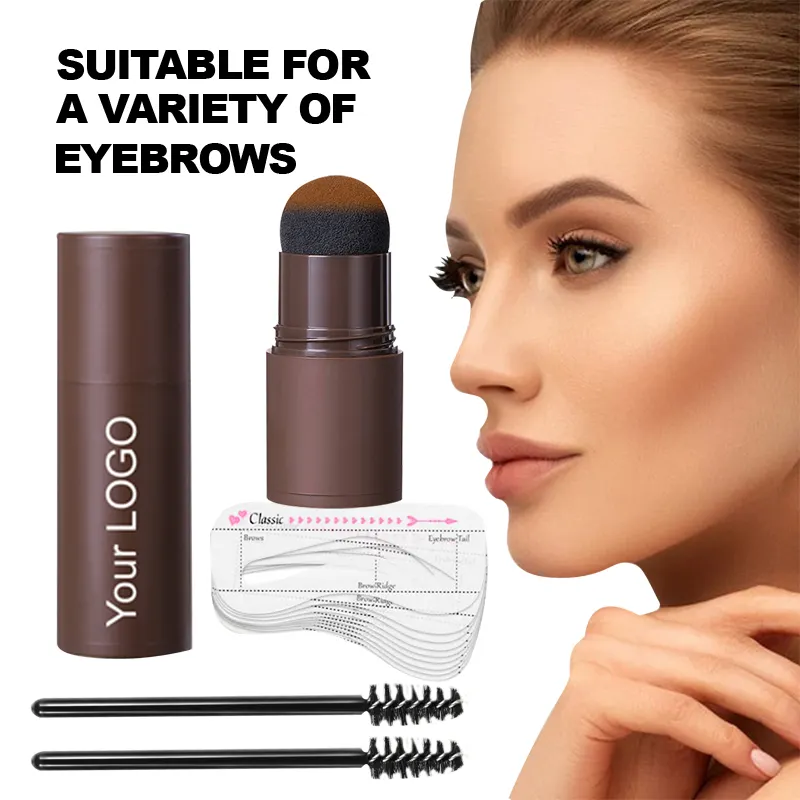 C020 OEM LOW quantité minimale de commande tampon pour sourcils et pochoir Kit bâton henné façonnage poudre à sourcils imperméable trois couleurs