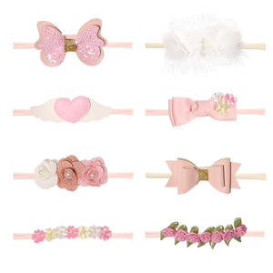 हस्तनिर्मित धनुष फीता बच्चे हेडबैंड मोती नवजात लड़की हेडबैंड बच्चे लोचदार नायलॉन सहज छोटे Hairband - Product Image 4