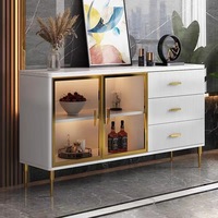 Meuble de salon moderne de luxe sur mesure, buffet en bois et verre, console, table de rangement