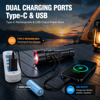 Lampe torche Brightenlux IP66 haute luminosité, étanche, puissante, rechargeable, avec LED 26650, USB-C et fonction de power bank