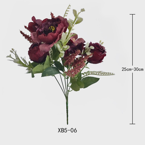 Arreglos Ramo de novia de seda Rosas Rojas Bolas de flores Decoraciones DE BODA Flores artificiales para centros de mesa - Product Image 3