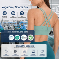 Soutiens-gorge de sport personnalisés pour femme avec logo, vente en gros, maintien élevé, bretelles croisées au dos, 210 GSM, push-up, pour entraînement, gym et yoga