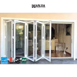 96 x 80 Aluminium Folding Glass Wall Wholesale exterior Patio High Track Bifold Doors aluminum Folding glass door Accordion Door