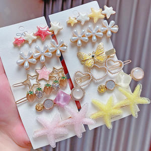 BELLEWORLD-Pinzas para el pelo para niña y mujer, pinzas para el conjunto de 10 pelo con forma de estrella de mar redonda y cuadrada, perlas de diseño más nuevo, Coreano de lujo - Product Image 3