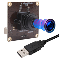2MP Global Shutter 1080P 90FPS Módulo de cámara USB gran angular con lente ojo de pez de 180 grados Controlador libre UVC para disparos de alta velocidad