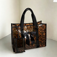 Sac à bandoulière grande capacité en PVC imprimé léopard, sac fourre-tout imprimé, sac en gelée imperméable, sac à main tendance sans fermeture
