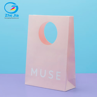 Sacs en papier de luxe personnalisés avec logo, poignées découpées, roses, pour le shopping, la maquillage et l'emballage de bijoux