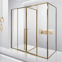 Cabine de douche coulissante sans cadre en acier inoxydable, verre trempé, quincaillerie noir mat écologique, garantie 5 ans, pour salle de bain et hôtel