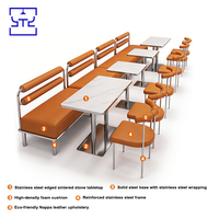 Ensemble de canapés de restaurant modernes de luxe, style industriel, table et chaises en acier inoxydable pour bars, cantines, cafés
