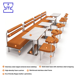 Juego de Sofás de Lujo para Restaurante Moderno, Mesa y Sillas de Comedor de Acero Inoxidable Estilo <span class=keywords><strong>Industrial</strong></span> para Bares, Cantinas y Cafeterías - Product Image 3