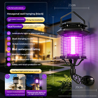Nouvelle lampe anti-moustiques hexagonale murale à énergie solaire 1800V, étanche, silencieuse, à choc électrique, pour jardin et pelouse