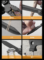 Hache multifonction pliable 18-en-1 DIY pour camping, chasse et activités tactiques en extérieur, en acier inoxydable avec tête de pince intégrée