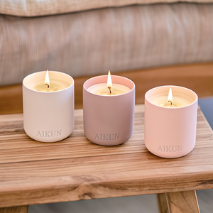 Vela de cera de soja Natural AIKUN, tarro de cerámica, romántico, rosa, ébano, Flores perfumadas para celebraciones navideñas, bodas - Product Image 5