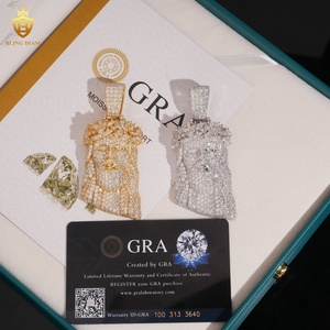 Liontin Yesus Moissanite baru liontin gaya Hip Hop 925 liontin perak Moissanite Ice Out perhiasan penguji berlian dengan GRA - Product Image 4