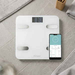 Fitdays Kooper Analisi Corporea Bathroom <b>Scales</b> 8-Electrode LCD Display Battery Powered Minimalist Design BMI Body Fat - Product Image 3