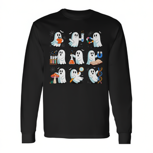 Camiseta de Manga Larga para Profesor de Ciencias del Laboratorio de Fantasmas de Halloween, Unisex para Adultos, Cuello Redondo, Impresión Digital, Promocional - Product Image 3