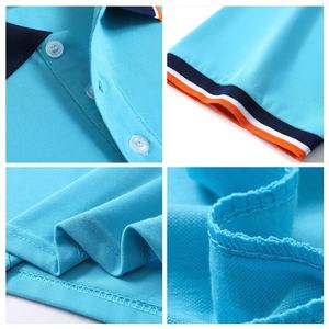 Polo da uomo classica Slim Fit corta con Logo personalizzato in cotone/poliestere Jersey per allenamento estivo in tinta unita Unisex - Product Image 3