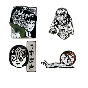 Japanese Horror Manga Heavy Metal Grim Dark Girls Artsy Decorative Metal Accessories Fashion Tools Jewelry Iron Soft Enamel Pins