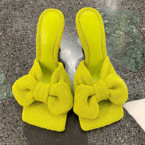 <span class=keywords><strong>Sandali</strong></span> Estivi da Donna con Fiocco Arancione, <span class=keywords><strong>Tacco</strong></span> Sottile 7-8cm, Cinturino Anteriore e Posteriore, Punta Quadrata, Ciabatte Casual per Tutti i Giorni - Product Image 2