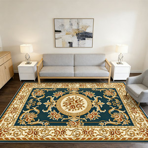 Traditional Floral Rectangle Living Room Carpet Machine Made Synthetic Low Pile Non-Slip Home Use - Product Image 4