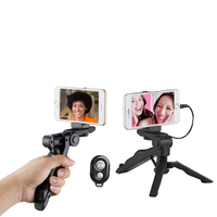 Kit untuk Vlog & fotografi dudukan ponsel plastik, dudukan lampu cincin pembuat Video MIK Tripod untuk pengguna Makeup & Smartphone