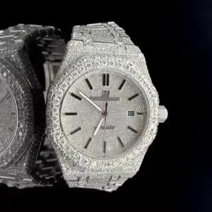 Montre de luxe pour homme Royal avec finition en acier inoxydable poli, boîtier en alliage, diamant moissanite, date automatique - Product Image 5