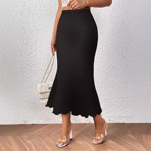 2025 Nouvelle Mode Élégante <span class=keywords><strong>Jupe</strong></span> Sirène Midi Moulante Tricotée <span class=keywords><strong>Jacquard</strong></span> Extensible - Product Image 1
