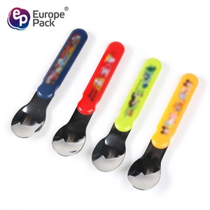 Directo <span class=keywords><strong>de</strong></span> fábrica, logotipo personalizado, acero inoxidable, dibujos animados bonitos, mango <span class=keywords><strong>de</strong></span> plástico PS, <span class=keywords><strong>cubiertos</strong></span> para bebés y niños - Product Image 3