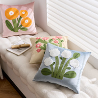 Housse de coussin en velours brodé floral, style moderne et minimaliste, élégante décoration d'intérieur pour salon (vente en gros)