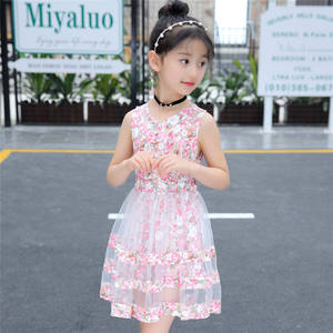 Vestidos florales de algodón y poliéster con cuello en V para niñas, venta al por mayor en línea, de fábrica en China - Product Image 2