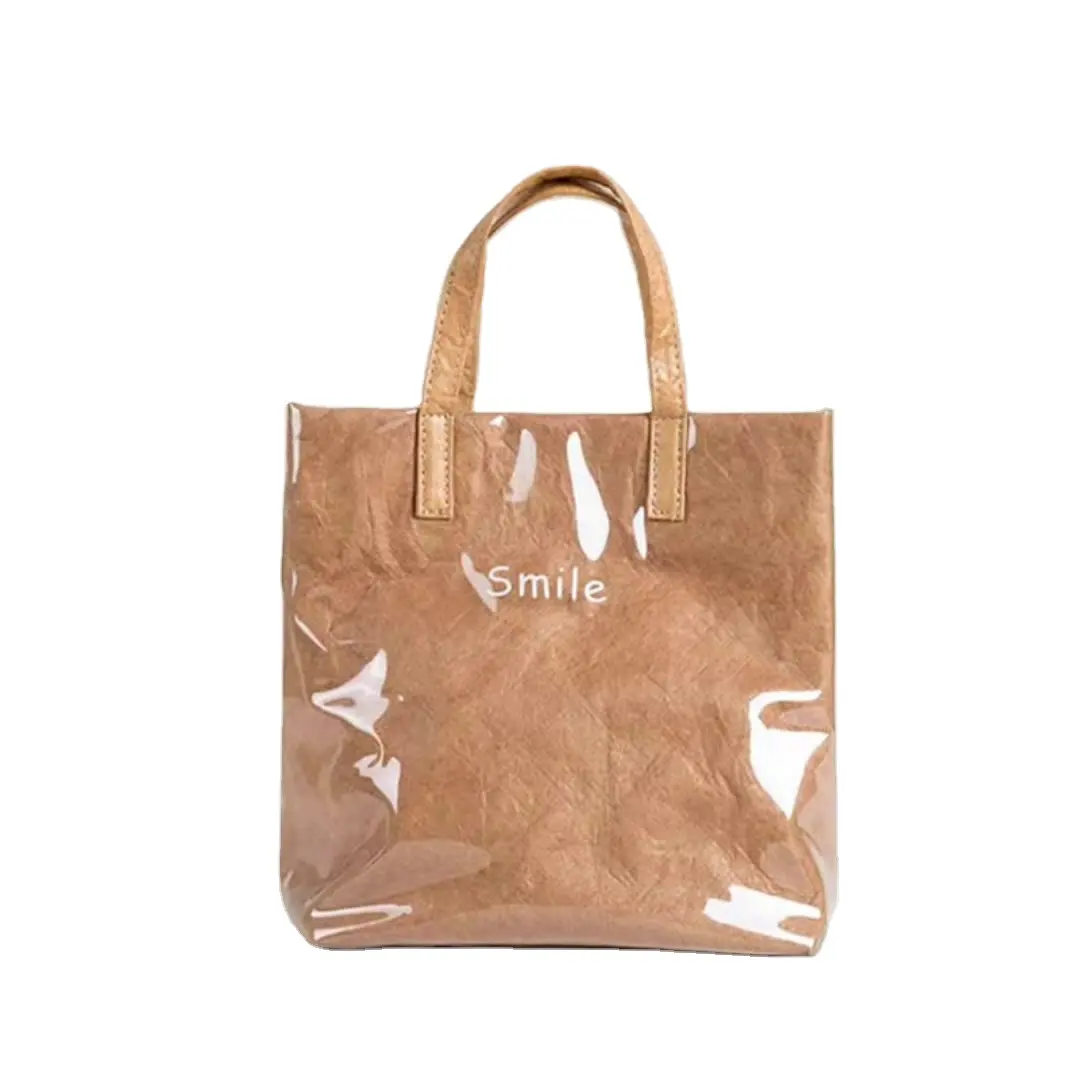 Custom Waterproof women Reusable Large Kraft Dupont pvc beach bag paper shopping bag tyvek tote bag