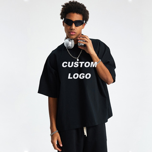 Camiseta de hombre de algodón 100% personalizada para fabricantes, de punto, corte holgado extragrande, de alto gramaje, con estampado de letras serigrafiado, sin costuras. - Product Image 3