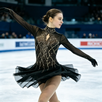 Robe de patinage artistique noire à col montant, manches longues en maille, dos découpé avec strass, pour performance des filles adultes