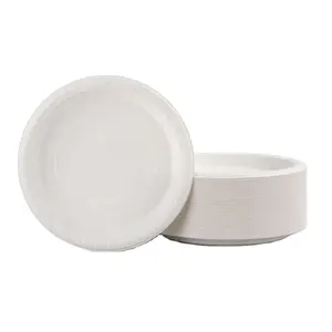 100 упаковок круглых пластиковых тарелок для ресторана, одноразовые безопасные биоразлагаемые сервировочные подносы для микроволновой печи из тюремного материала