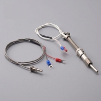 Capteur de température à thermocouple de type K avec ressort de compression à vis M6, sonde 0-800°C, câble isolé en fibre de verre de 0,5/1/2 m