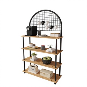 Estante de Almacenamiento para Cocina, Soporte para Microondas, Organizador para Cafetera y Panel Trasero con Rejilla, Estante de Cocina con Soporte para Microondas - Product Image 1