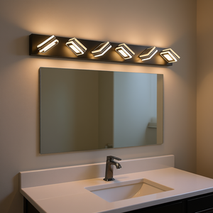 โคมไฟติดผนังแบบหรี่แสงได้ 6 ดวง รุ่นโมเดิร์น วัสดุเหล็กเคลือบด้านและอะคริลิค สำหรับห้องน้ำ แสงวอร์มไวท์ 3500K - Product Image 2