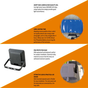 Ttg003 thiết kế mới ngoài trời IP66 không thấm nước SMD <span class=keywords><strong>LED</strong></span> năng lượng mặt trời đèn pha cho vườn đường chiếu sáng độ sáng cao - Product Image 5