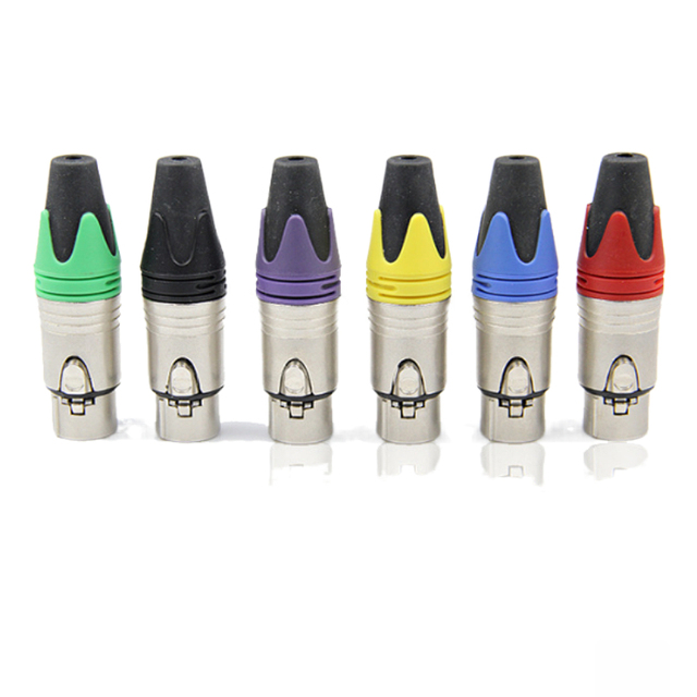 Male Female 3 Pin Colorful Tale XLR Cannon Connectors