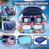 Chaise Longue Gonflable 2 Places Personnalisée, Vente en Gros Direct Usine, PVC Robuste, Porte-Gobelets, Glacière Amovible, Piscine Plage Rivière