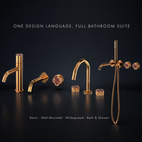 Robinet de baignoire en laiton brossé or rose sur mesure pour entrepreneur, mitigeur mural quatre trous pour salles de bain d'hôtels de luxe
