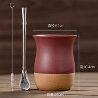 Gobelet en céramique et en bois pour yerba mate de 260 ml