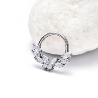 En gros, Anneau de septum articulé, boucle d'oreille clicker pour hélix, en Titane G23 ASTM F136 avec Zircon Marquise, Bijoux de piercing corporel de qualité