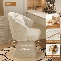 Chaise de maquillage en tissu pour chambre de fille, dossier pivotant, tabouret de coiffeuse, revêtement en laine d'agneau, tapis antidérapant, minimaliste et moderne