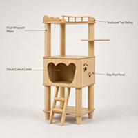 Arbre à chat tout-en-un avec condo pour chat, capsule spatiale, griffoir, planche à gratter, gain de place pour chat d'intérieur