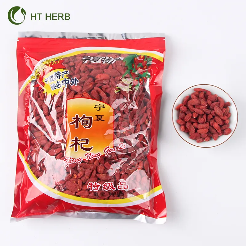 Bolsa empaquetada OEM de alta calidad, tamaño grande, piel de belleza tradicional china, antiedad, Ningxia, Goji rojo seco, granos de fruta, té