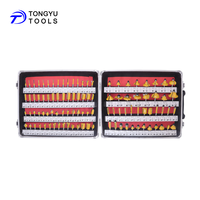 100 buah 1/4 inci Shank TCT Router Set bit Tungsten Carbide Tipped Woodworking Trimmer Milling Cutter alat dalam kasus aluminium